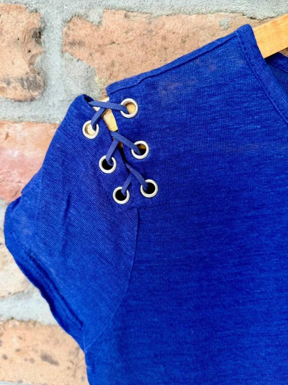 Generation Love New York XS Blue Short Sleeve Knit Top Stitch Fix Boho Festival